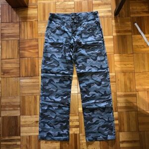Blue Straight Leg Cargo Pants with studded details